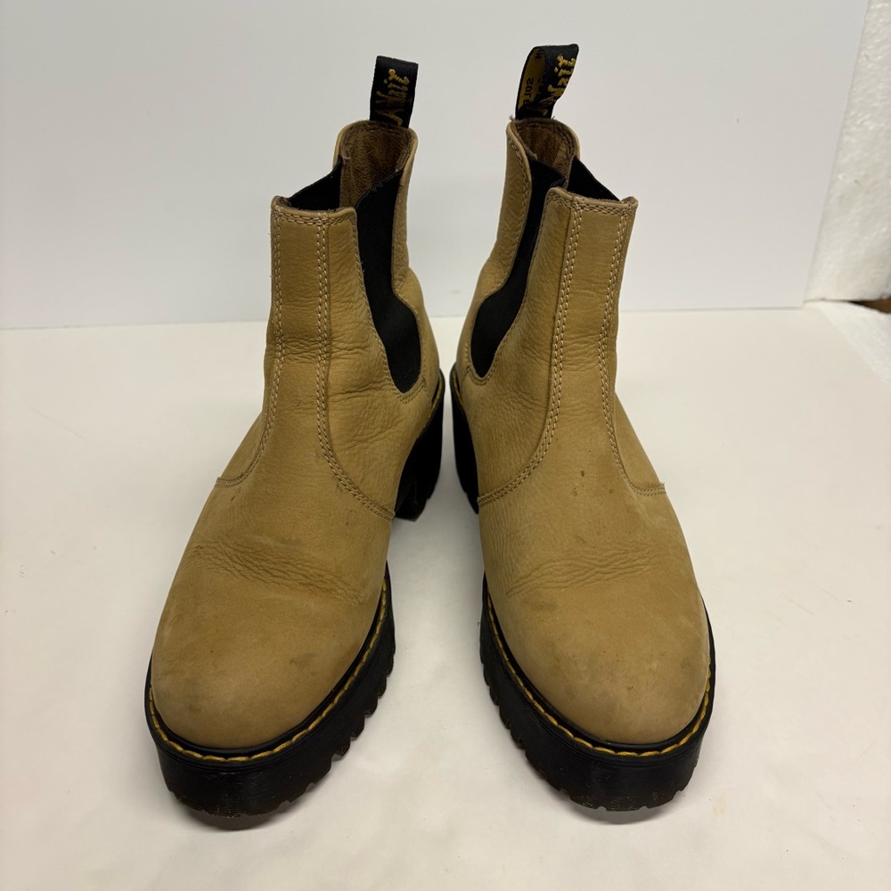 Dr Martens  Rometty Nubuck Leather Platform Chelsea Sand Boots Size 10 - Picture 7 of 11
